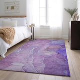 3' X 5' Purple And Ivory Abstract Washable Area Rug With UV Protection - HomeRoots - Flyclothing LLC