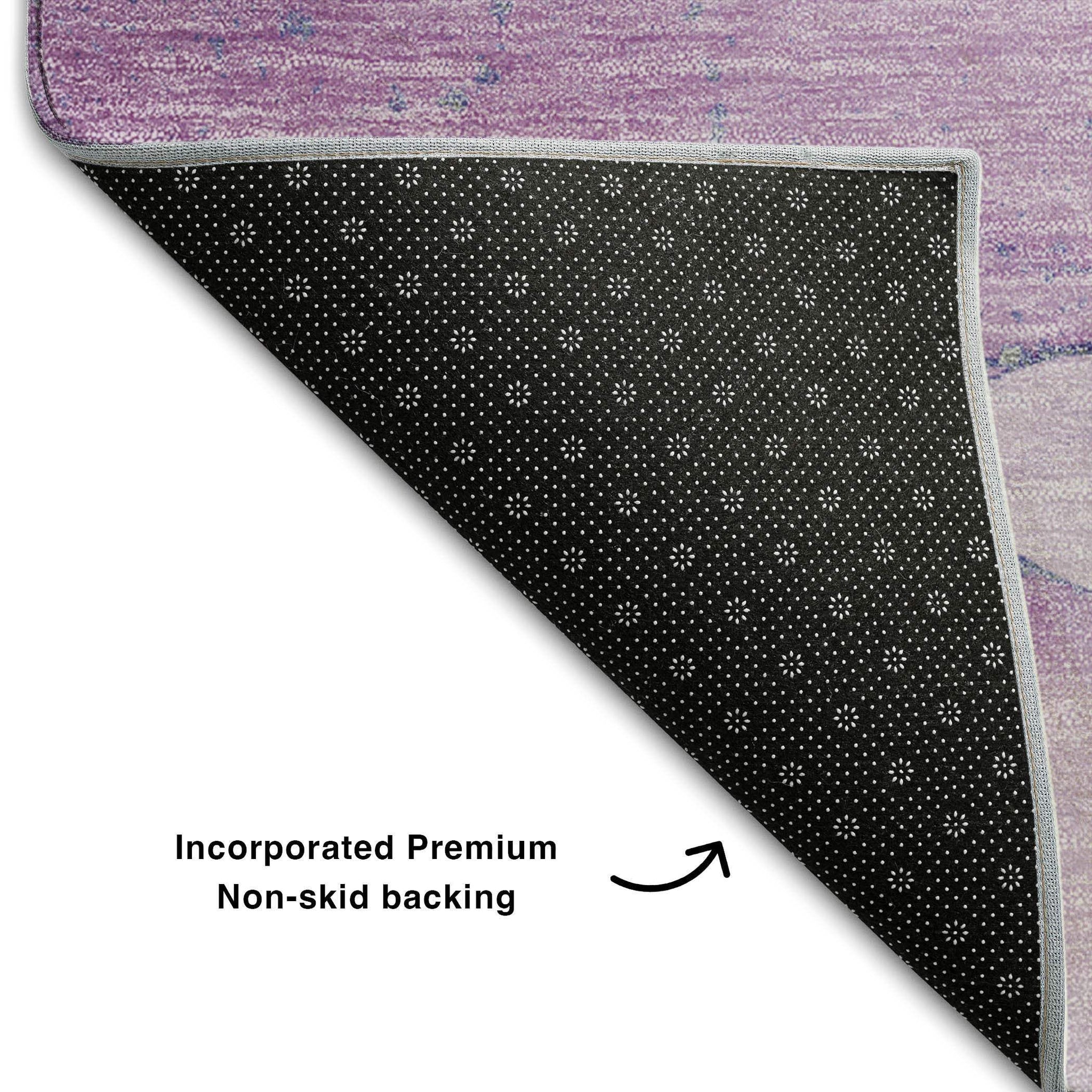 3' X 5' Purple And Ivory Abstract Washable Area Rug With UV Protection - HomeRoots - Flyclothing LLC