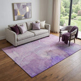 5' X 8' Purple And Ivory Abstract Washable Area Rug With UV Protection - HomeRoots - Flyclothing LLC