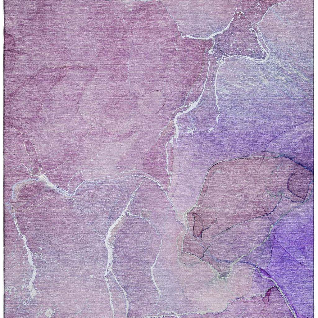 5' X 8' Purple And Ivory Abstract Washable Area Rug With UV Protection - HomeRoots - Flyclothing LLC