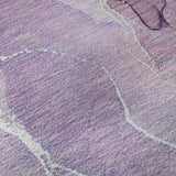 8' Purple And Ivory Abstract Washable Round Rug With UV Protection - HomeRoots - Flyclothing LLC