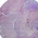 8' Purple And Ivory Abstract Washable Round Rug With UV Protection - HomeRoots - Flyclothing LLC