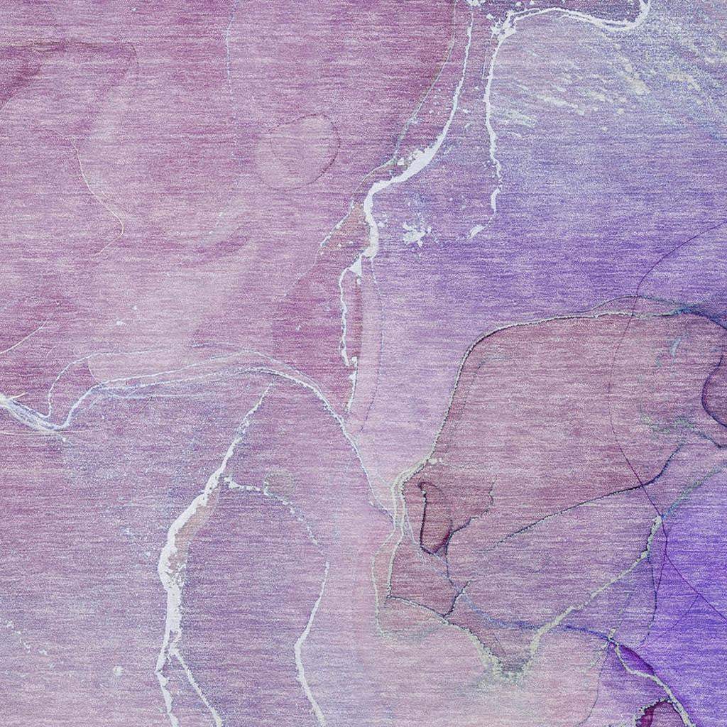 8' X 10' Purple And Ivory Abstract Washable Area Rug With UV Protection - HomeRoots - Flyclothing LLC