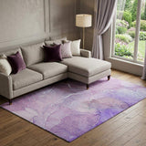 9' X 12' Purple And Ivory Abstract Washable Area Rug With UV Protection - HomeRoots - Flyclothing LLC