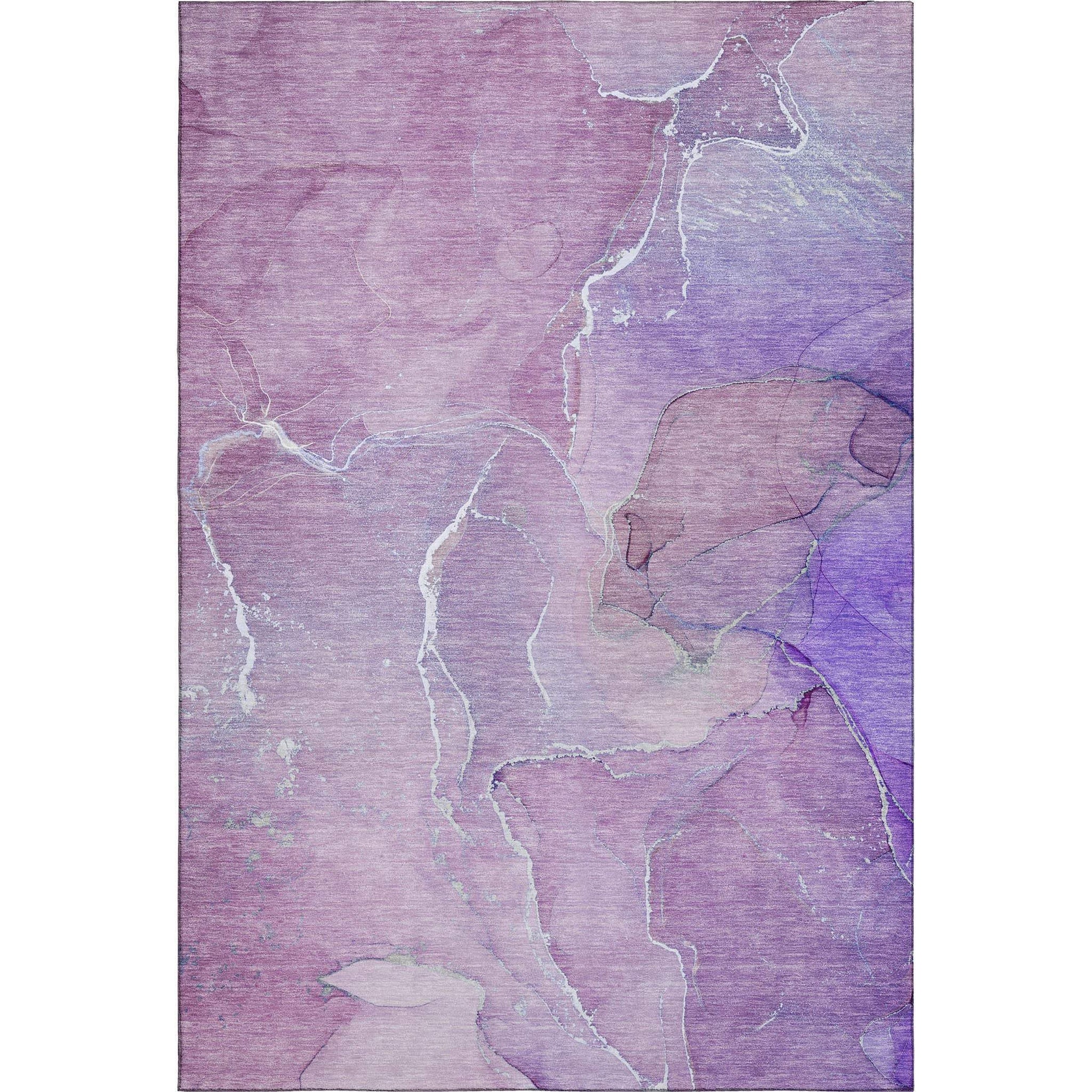 9' X 12' Purple And Ivory Abstract Washable Area Rug With UV Protection - HomeRoots - Flyclothing LLC