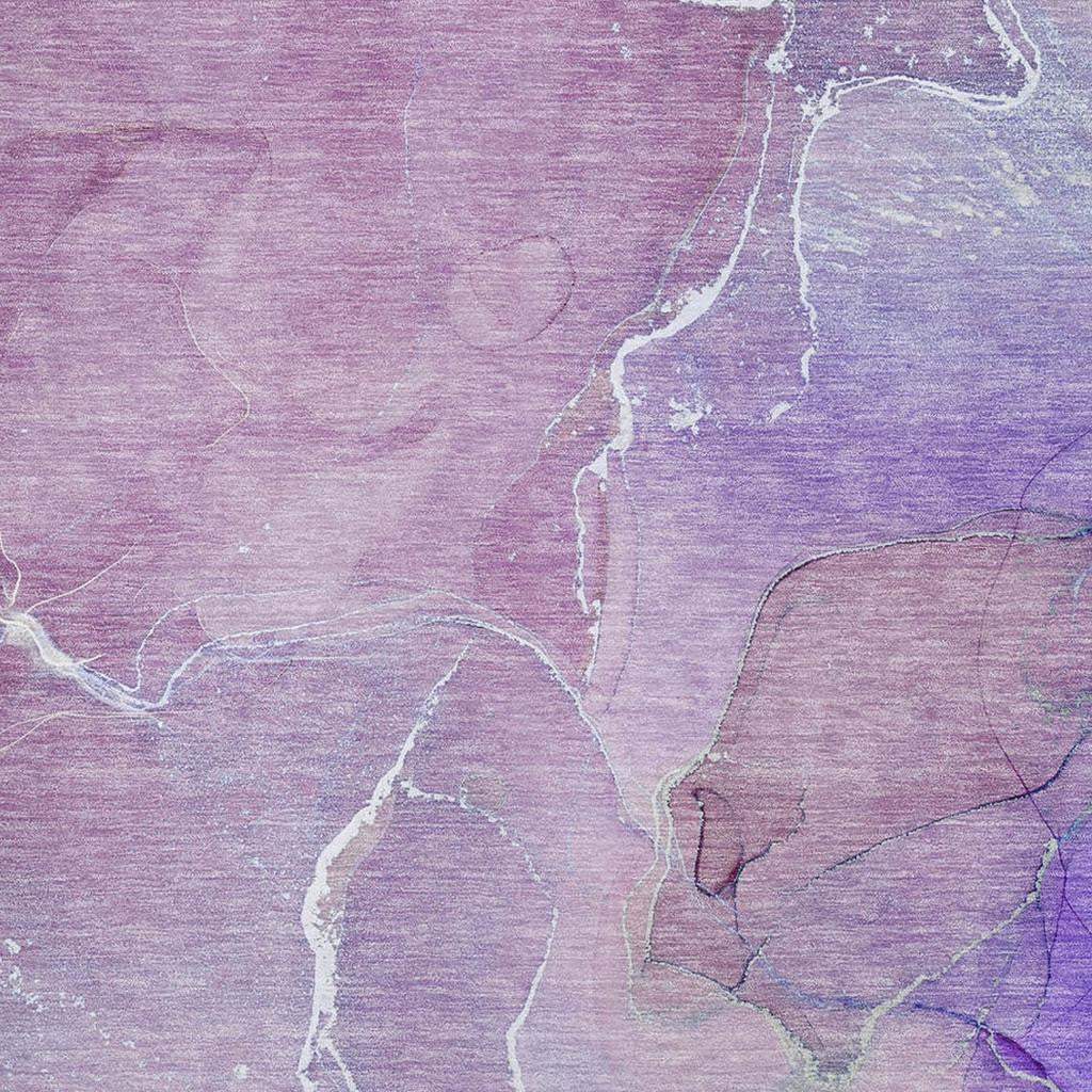 9' X 12' Purple And Ivory Abstract Washable Area Rug With UV Protection - HomeRoots - Flyclothing LLC