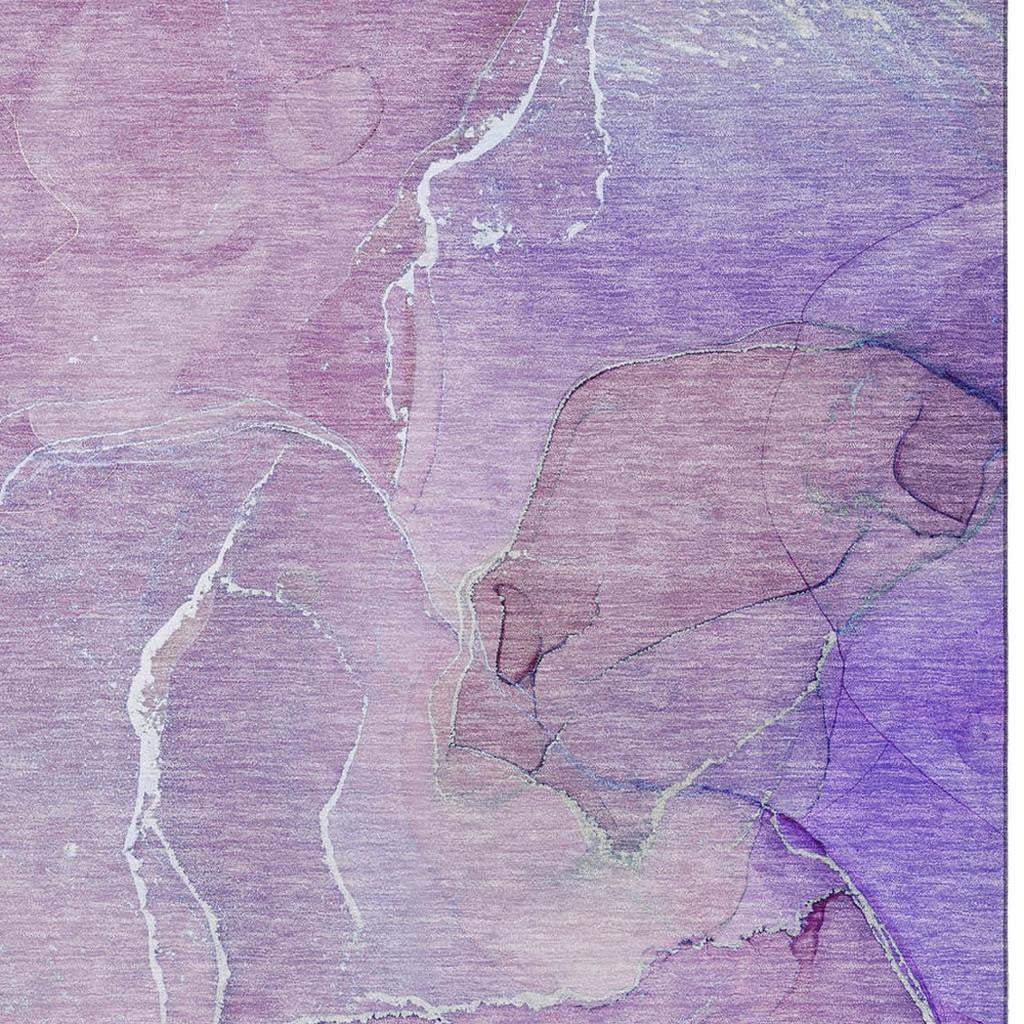 10' X 14' Purple And Ivory Abstract Washable Area Rug With UV Protection - HomeRoots - Flyclothing LLC