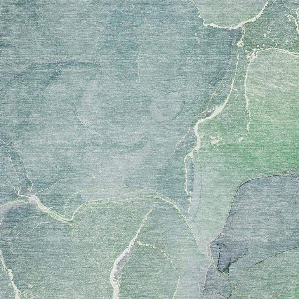 5' X 8' Teal And Ivory Abstract Washable Area Rug With UV Protection - HomeRoots - Flyclothing LLC