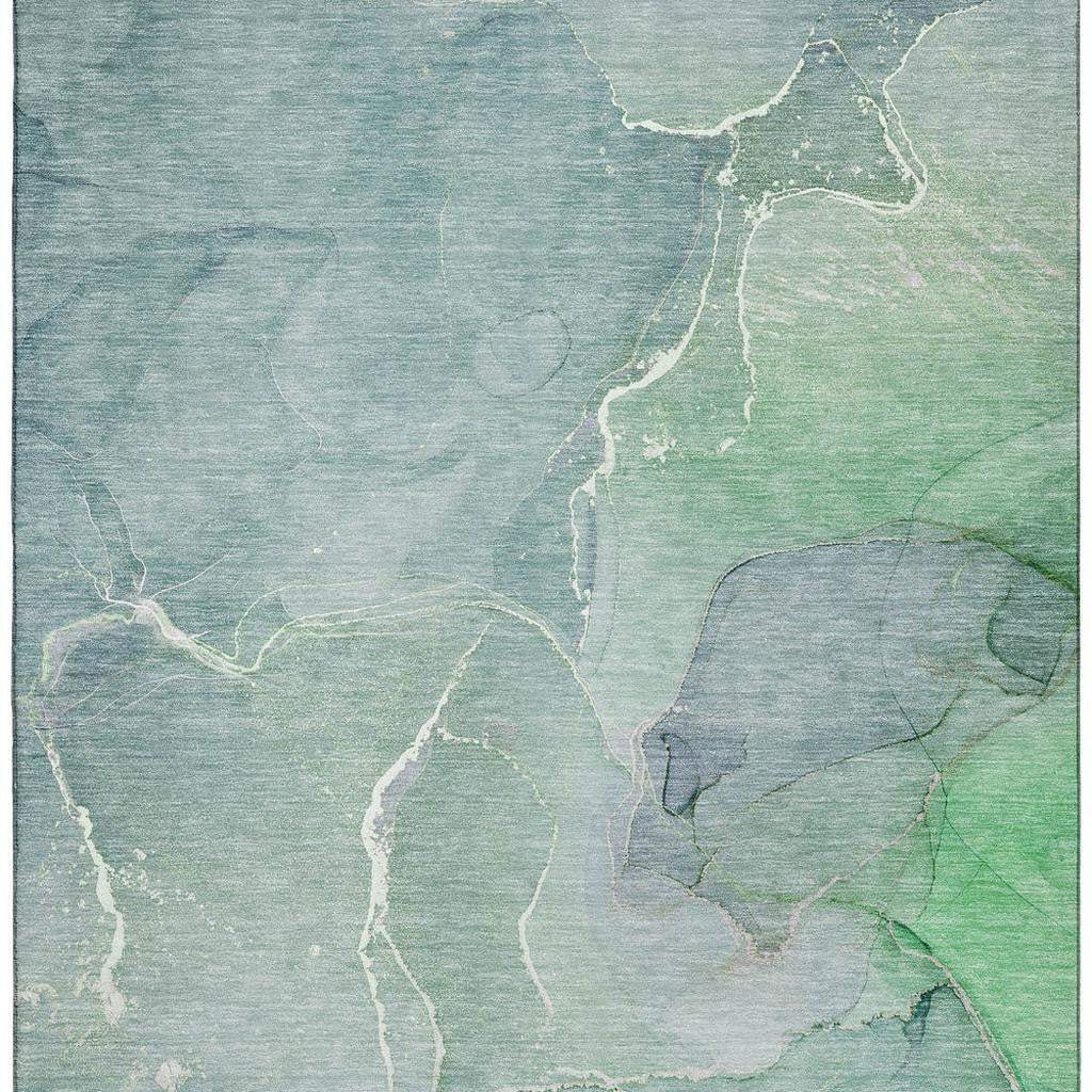 5' X 8' Teal And Ivory Abstract Washable Area Rug With UV Protection - HomeRoots - Flyclothing LLC