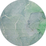 8' Teal And Ivory Abstract Washable Round Rug With UV Protection - HomeRoots - Flyclothing LLC