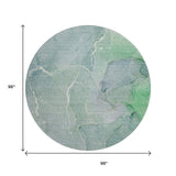 8' Teal And Ivory Abstract Washable Round Rug With UV Protection - HomeRoots - Flyclothing LLC
