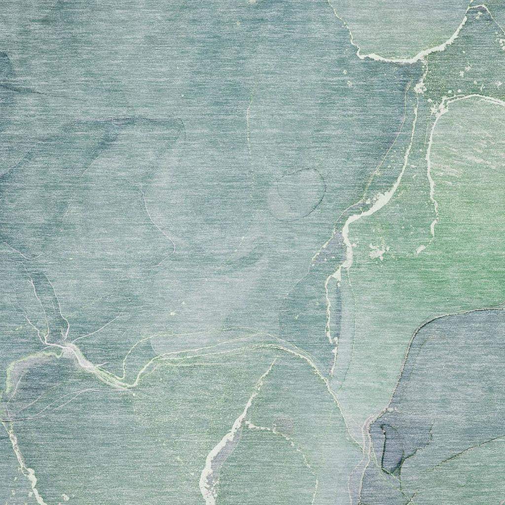 8' X 10' Teal And Ivory Abstract Washable Area Rug With UV Protection - HomeRoots - Flyclothing LLC