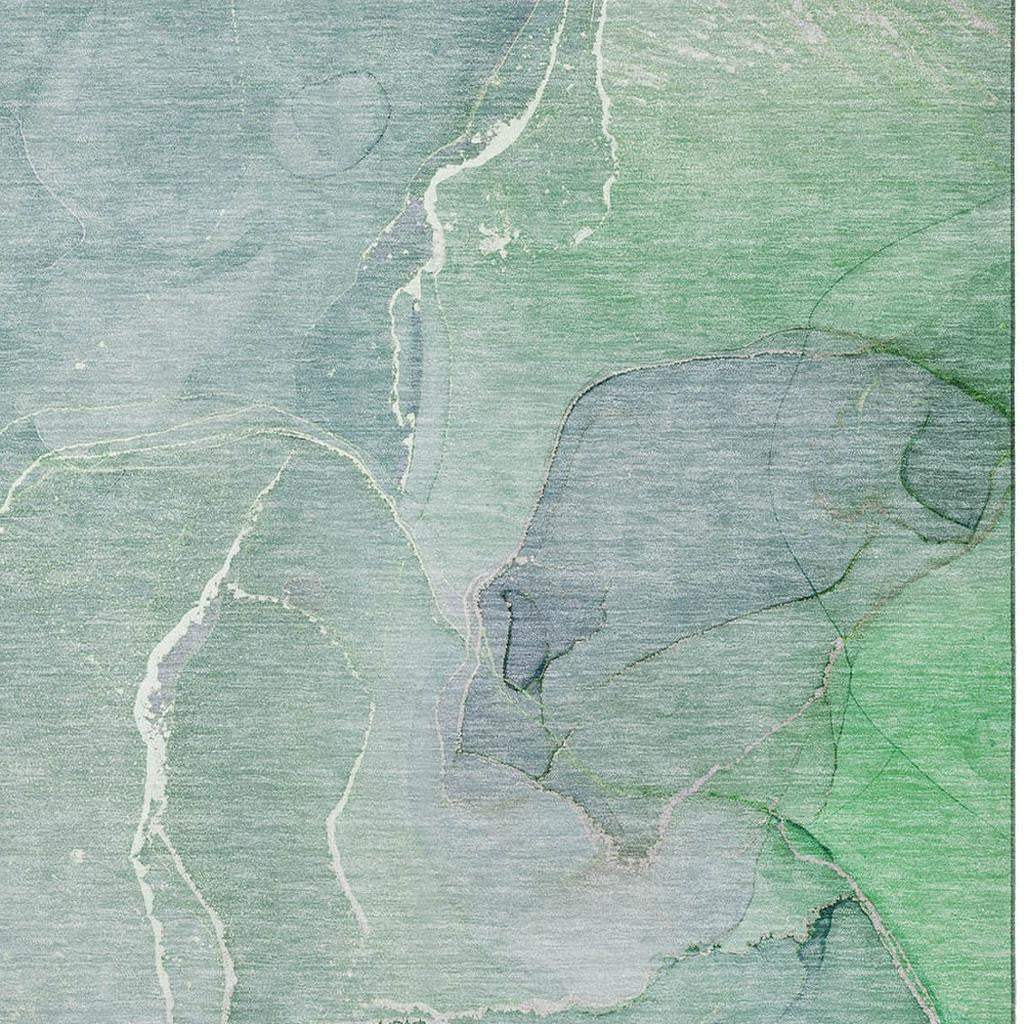 9' X 12' Teal And Ivory Abstract Washable Area Rug With UV Protection - HomeRoots - Flyclothing LLC