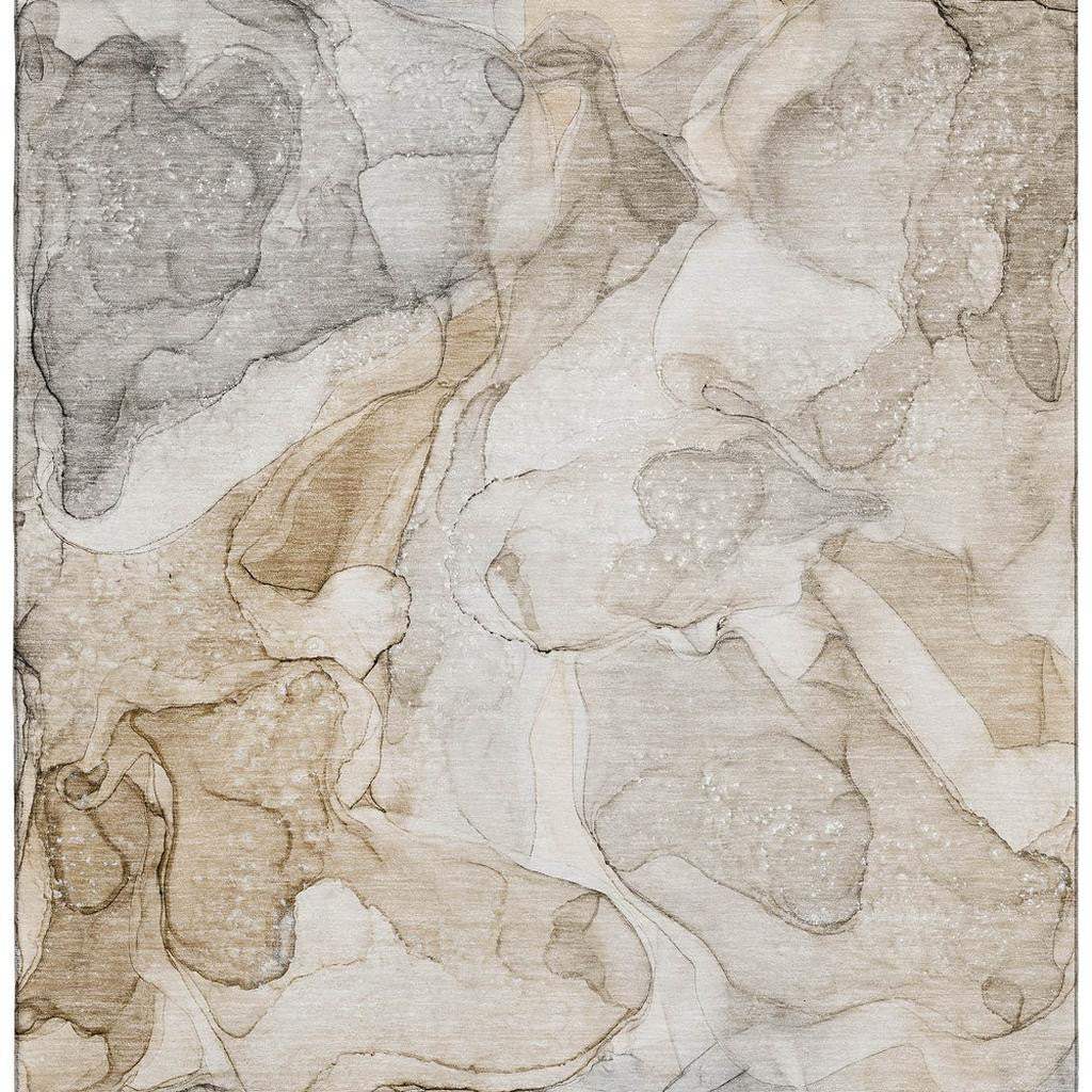 3' X 5' Beige And Ivory Abstract Washable Area Rug With UV Protection - HomeRoots - Flyclothing LLC