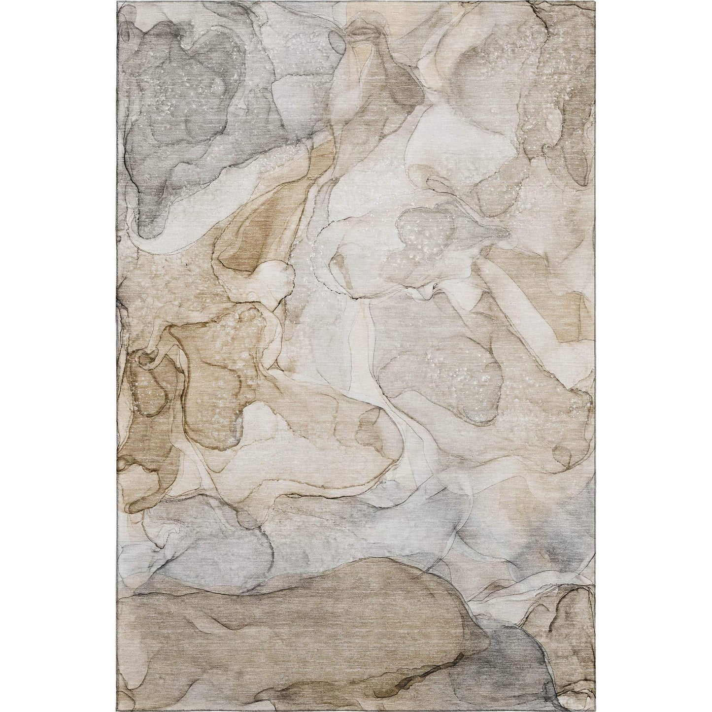 5' X 8' Beige And Ivory Abstract Washable Area Rug With UV Protection - HomeRoots - Flyclothing LLC