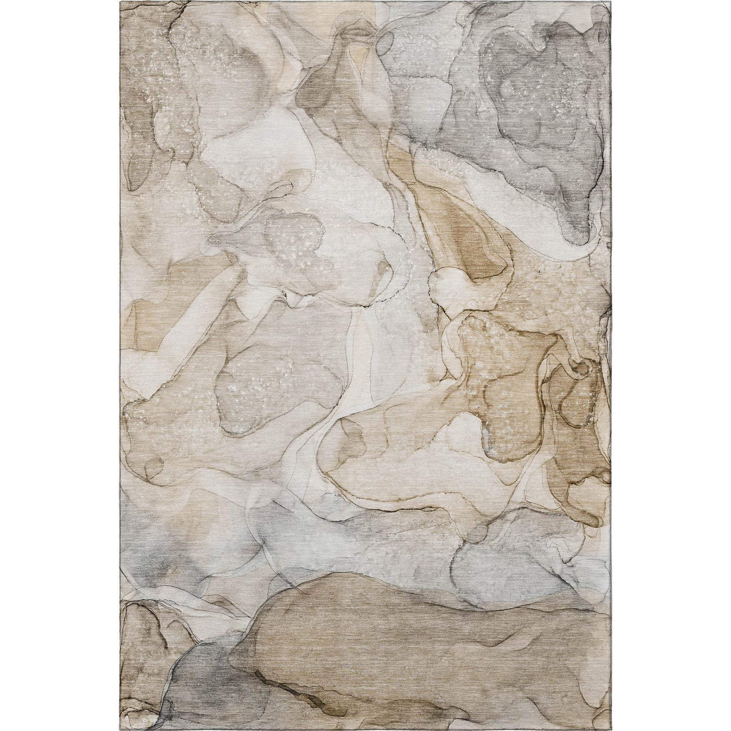 5' X 8' Beige And Ivory Abstract Washable Area Rug With UV Protection - HomeRoots - Flyclothing LLC