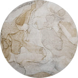 8' Beige And Ivory Abstract Washable Round Rug With UV Protection - HomeRoots - Flyclothing LLC
