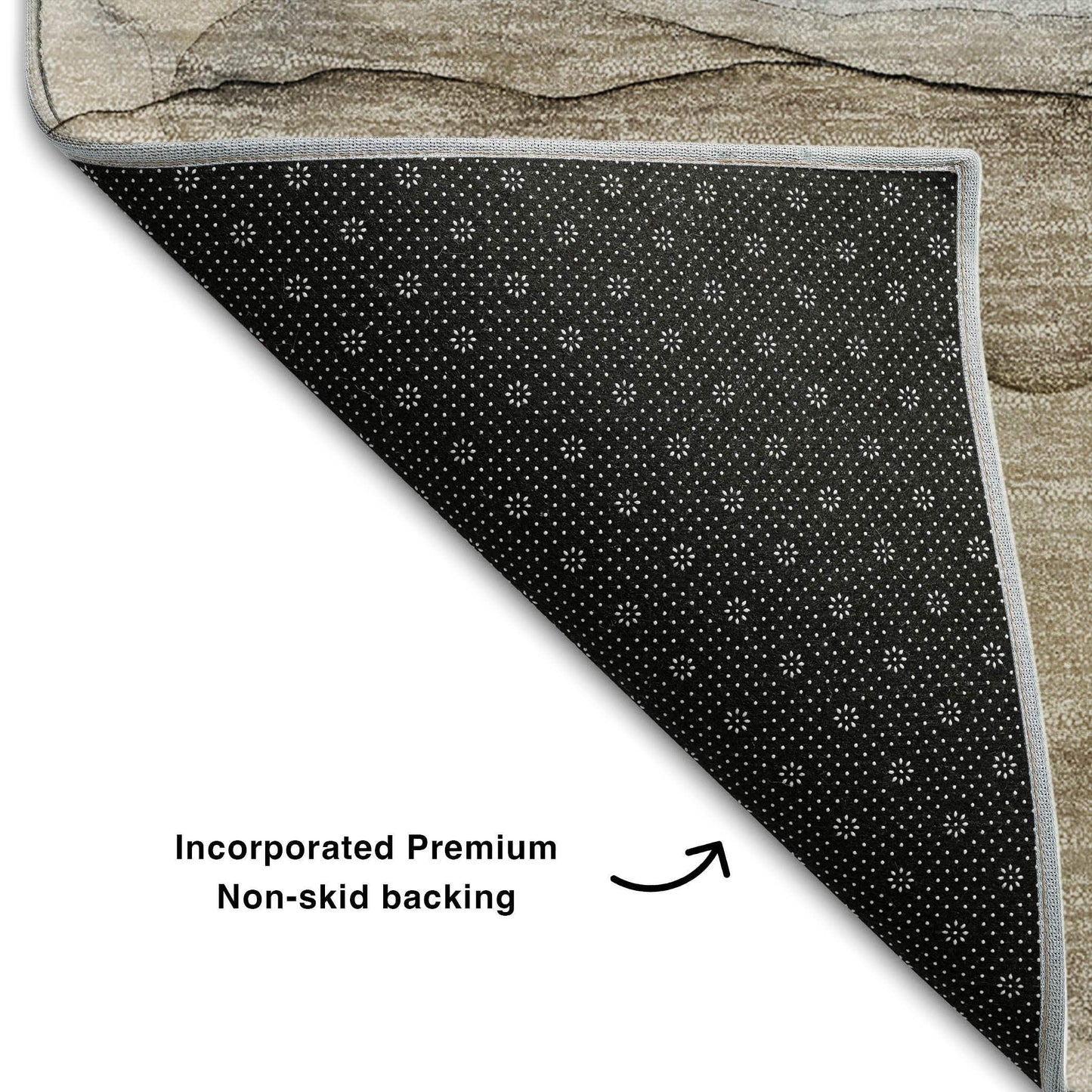 8' Beige And Ivory Abstract Washable Round Rug With UV Protection - HomeRoots - Flyclothing LLC