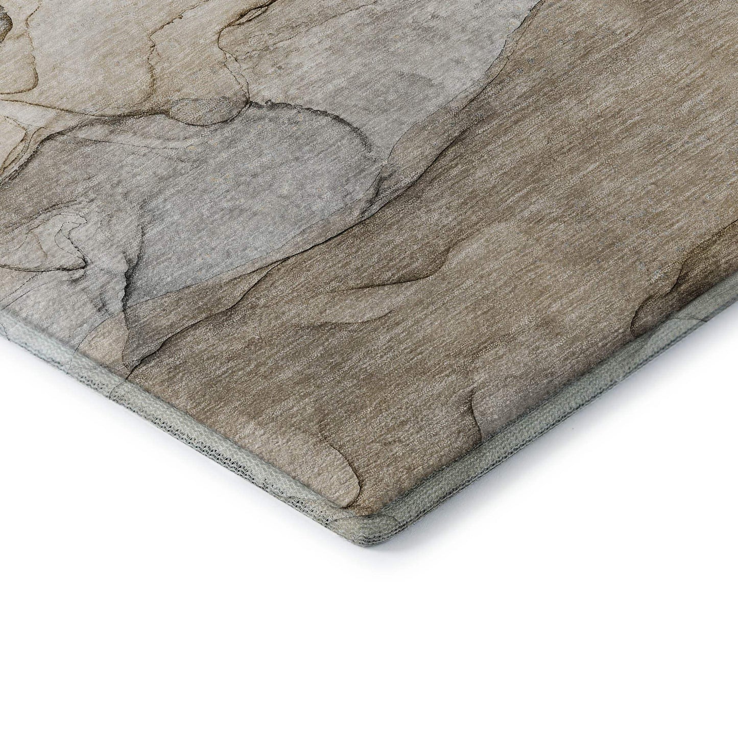 8' Beige And Ivory Abstract Washable Round Rug With UV Protection - HomeRoots - Flyclothing LLC