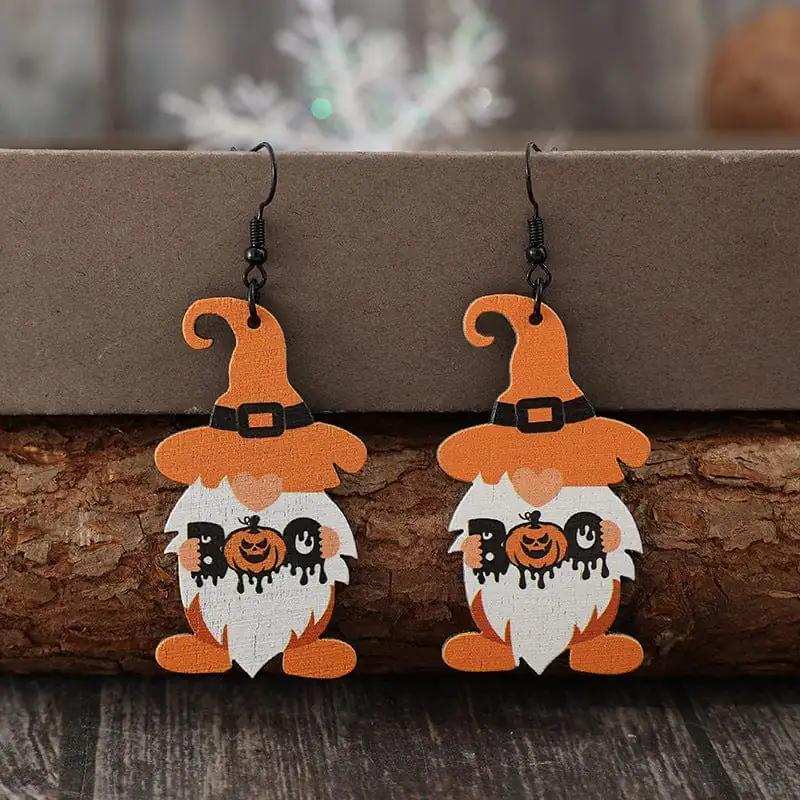 Wooden Dwarfs Pumpkin Dangle Earrings - Trendsi - Flyclothing LLC
