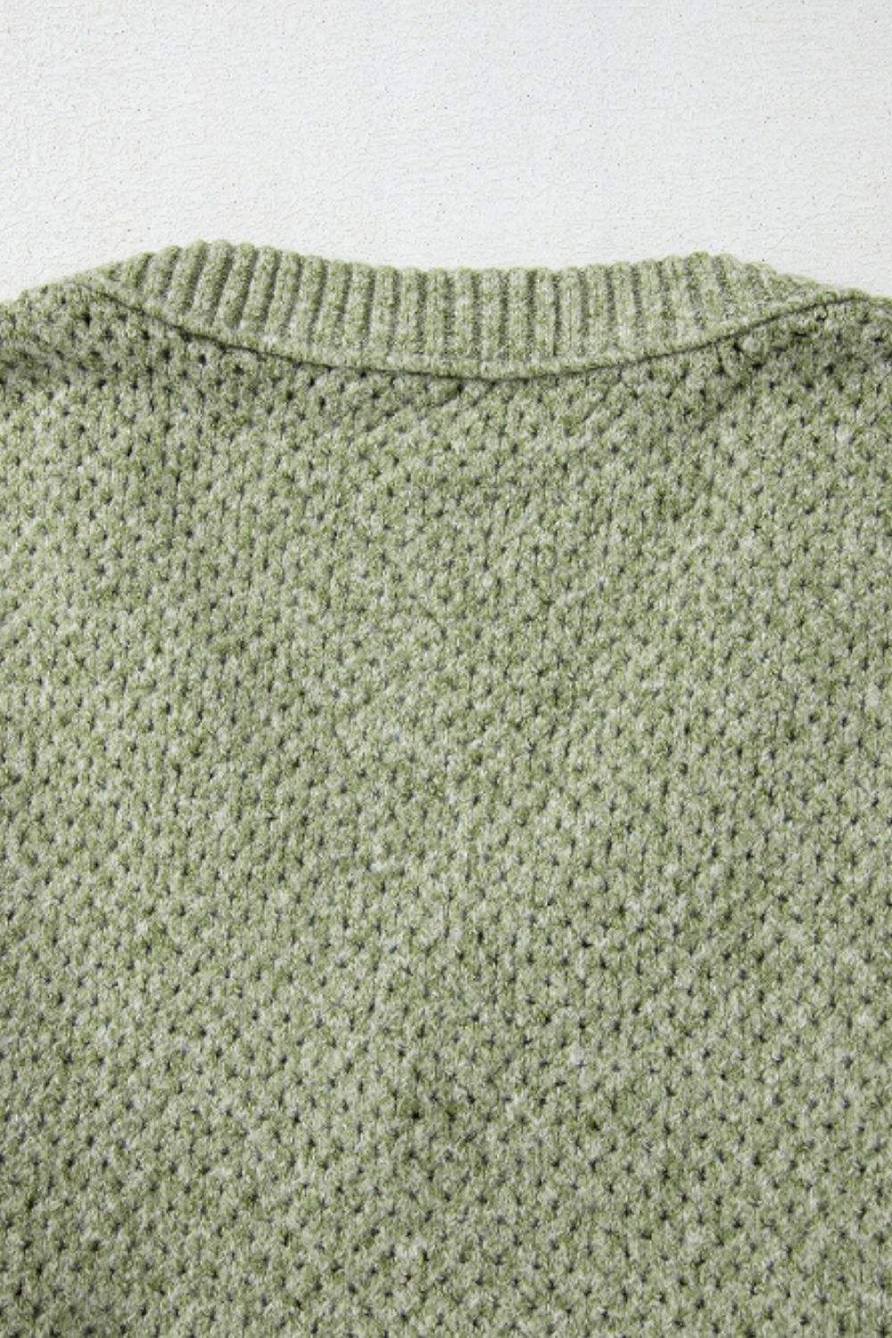 V-Neck Dropped Shoulder Long Sleeve Sweater - Trendsi - Flyclothing LLC