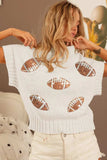 BiBi Gameday Sequin Football Patches Rib Banded Sweater - Trendsi - Flyclothing LLC