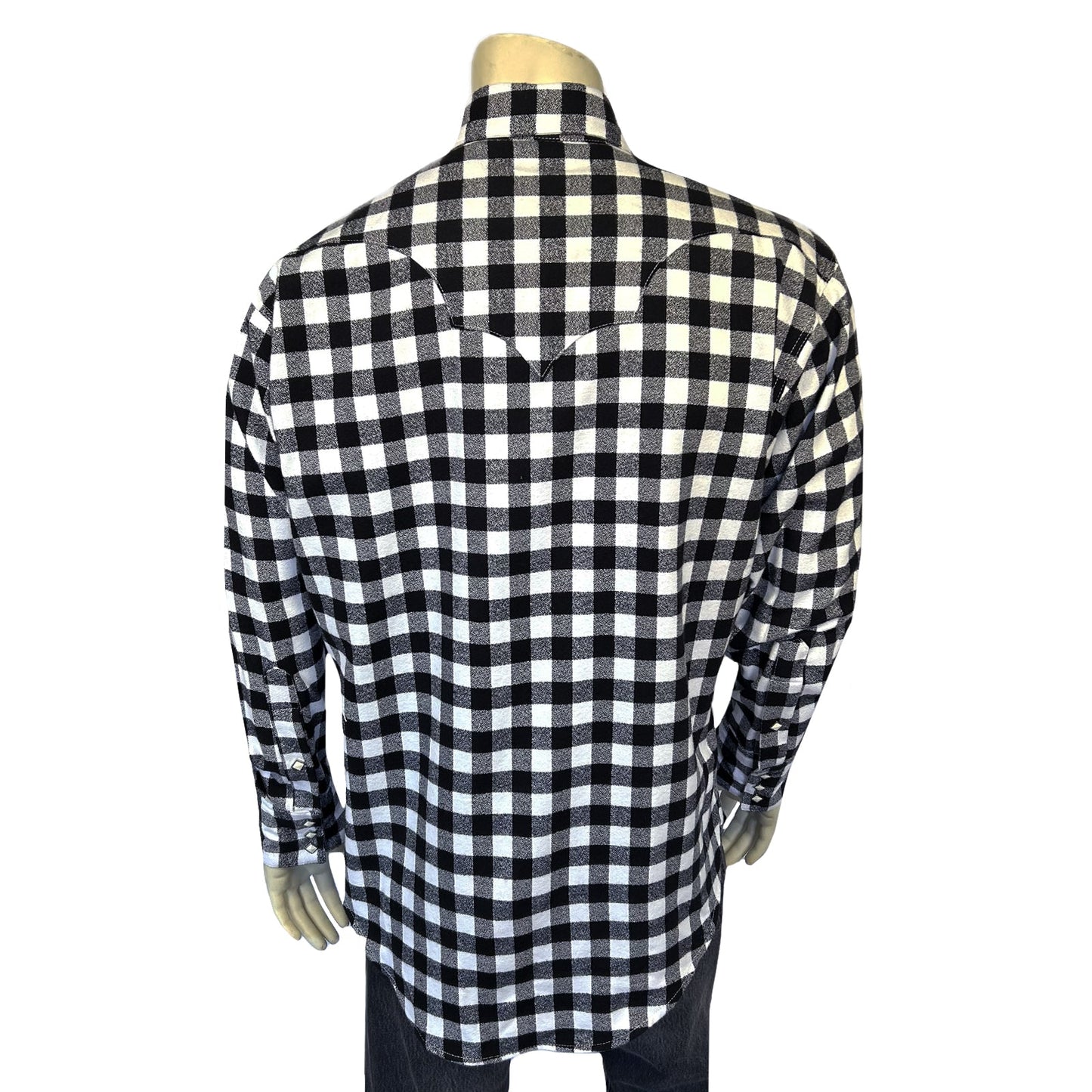 Rockmount Ranch Wear Men's Plush Flannel White & Black Buffalo Check Western Shirt - Rockmount Clothing - Flyclothing LLC