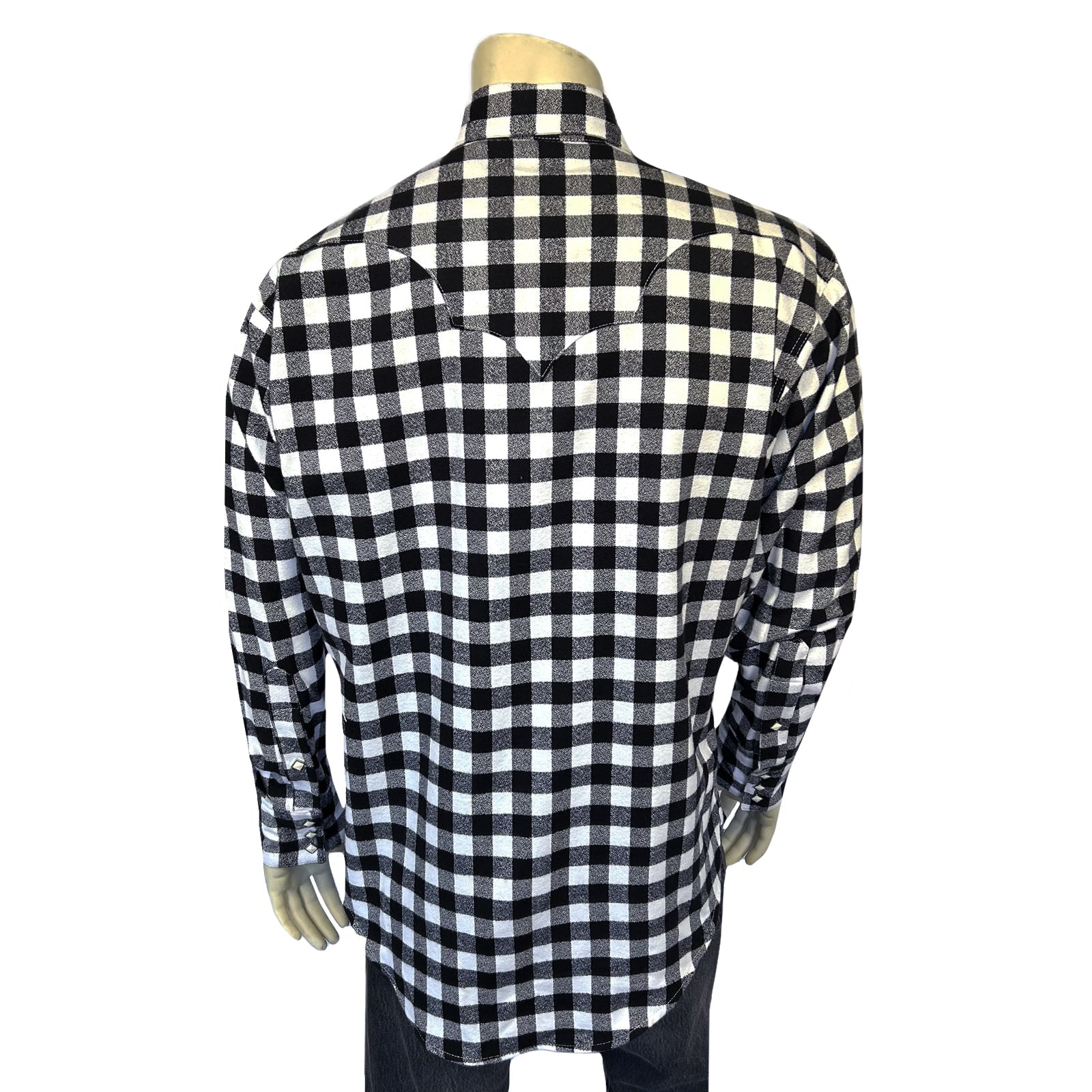 Rockmount Ranch Wear Men's Plush Flannel White & Black Buffalo Check Western Shirt - Rockmount Clothing - Flyclothing LLC