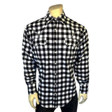 Rockmount Ranch Wear Men's Plush Flannel White & Black Buffalo Check Western Shirt - Rockmount Clothing - Flyclothing LLC