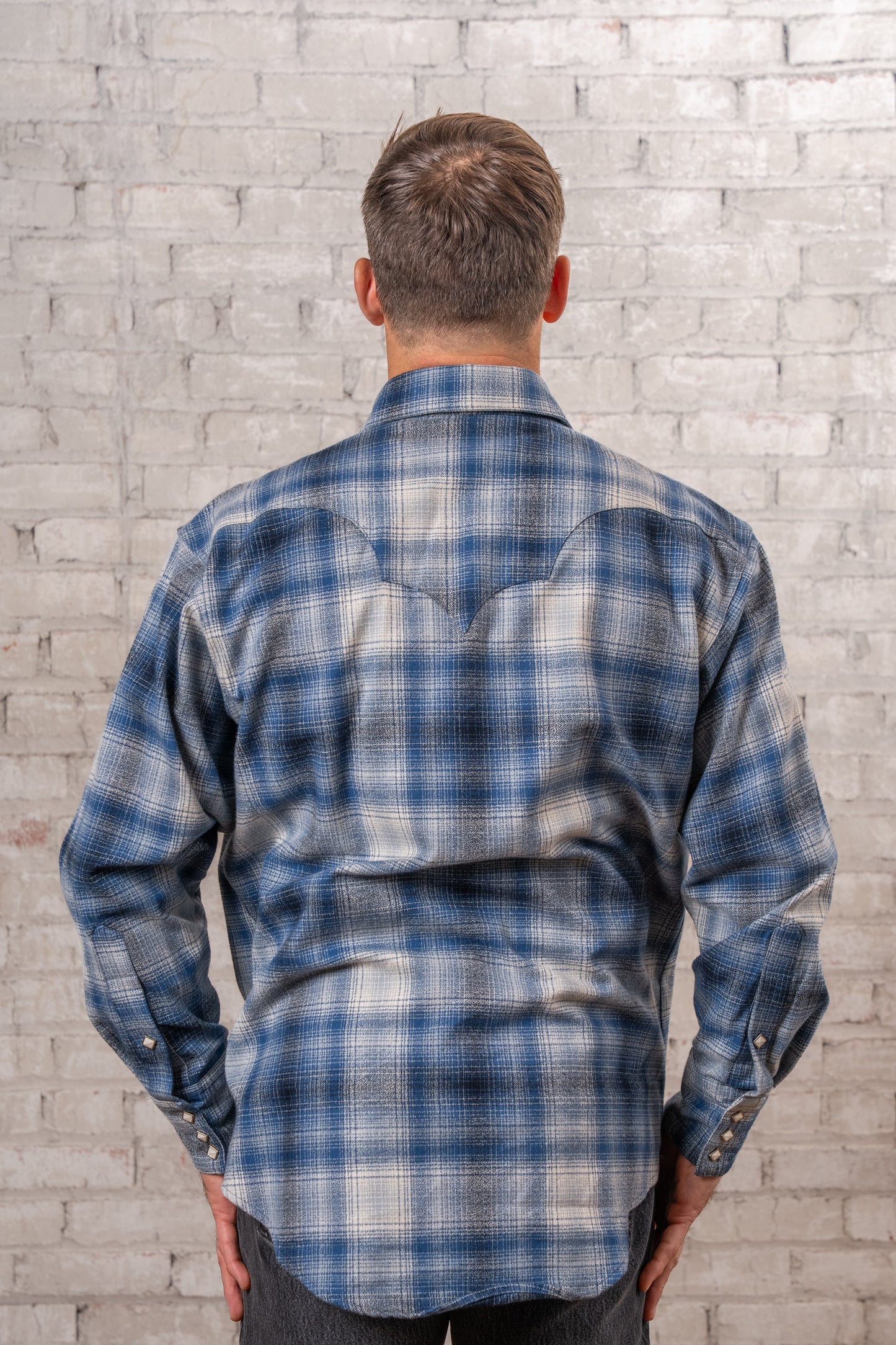 Rockmount Ranch Wear Men's Plush Flannel Blue & Grey Plaid Western Shirt - Rockmount Clothing - Flyclothing LLC