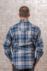 Rockmount Ranch Wear Men's Plush Flannel Blue & Grey Plaid Western Shirt - Rockmount Clothing - Flyclothing LLC