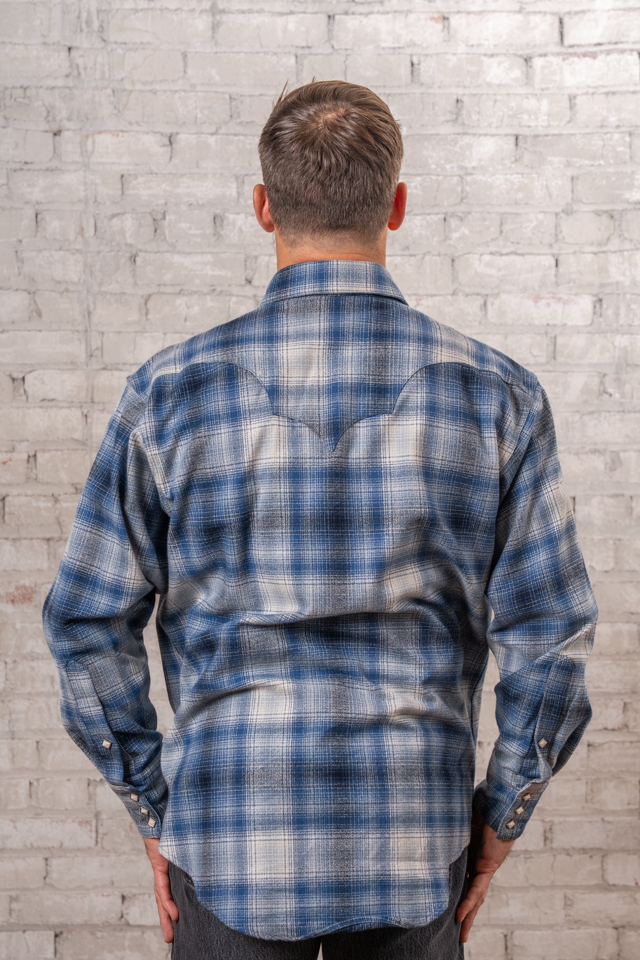 Rockmount Ranch Wear Men's Plush Flannel Blue & Grey Plaid Western Shirt - Rockmount Clothing - Flyclothing LLC