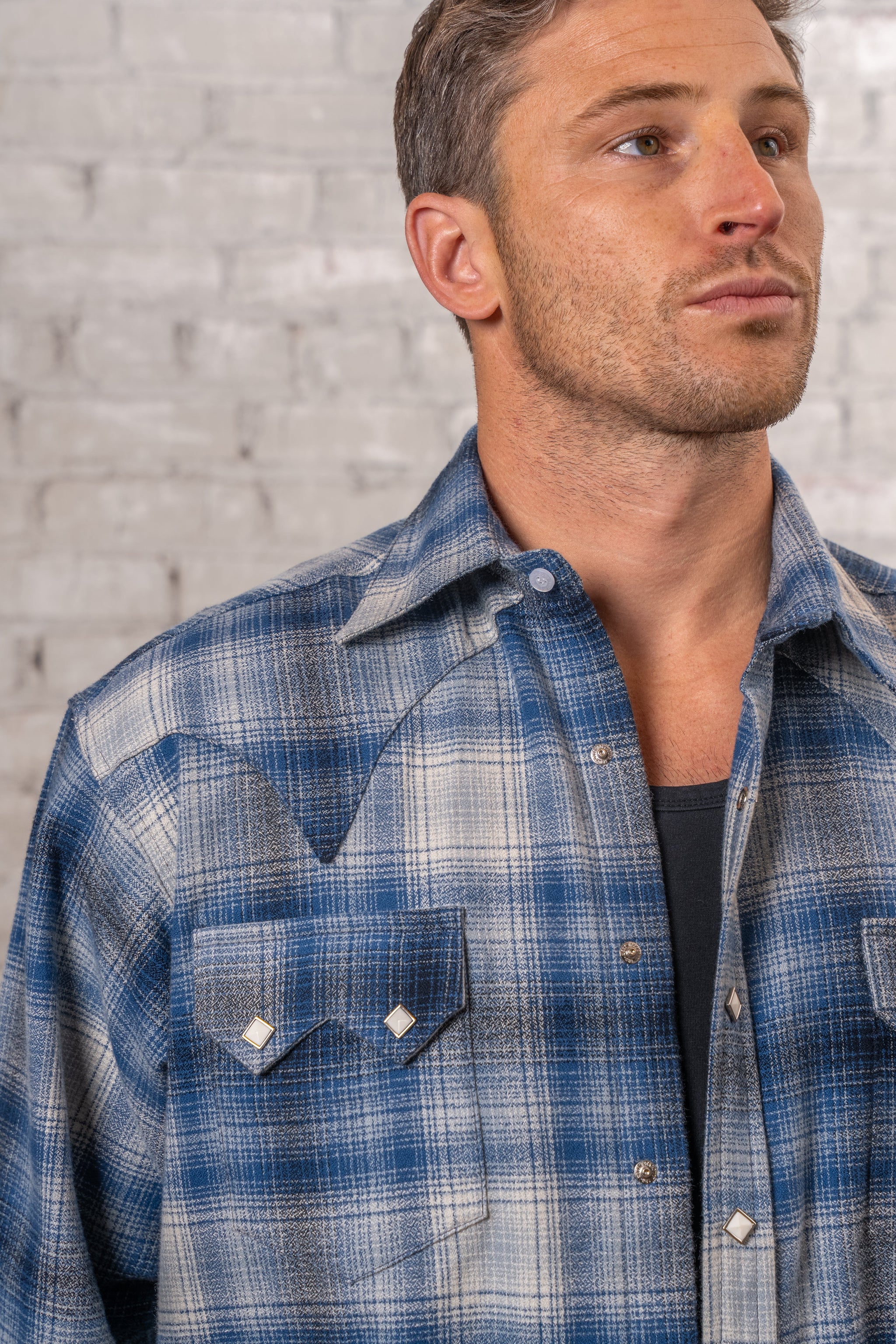 Rockmount Ranch Wear Men's Plush Flannel Blue & Grey Plaid Western Shirt - Rockmount Clothing - Flyclothing LLC