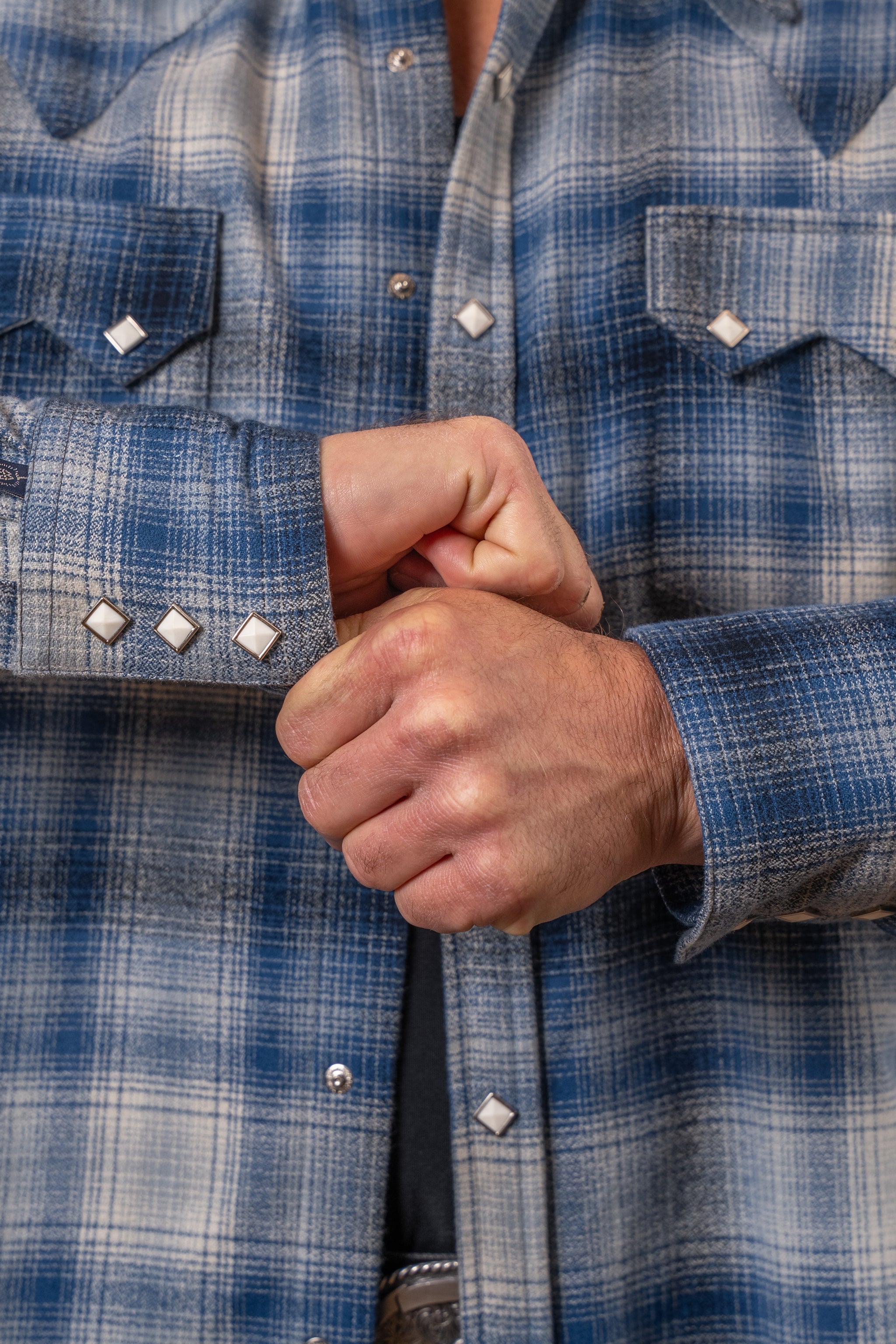 Rockmount Ranch Wear Men's Plush Flannel Blue & Grey Plaid Western Shirt - Rockmount Clothing - Flyclothing LLC