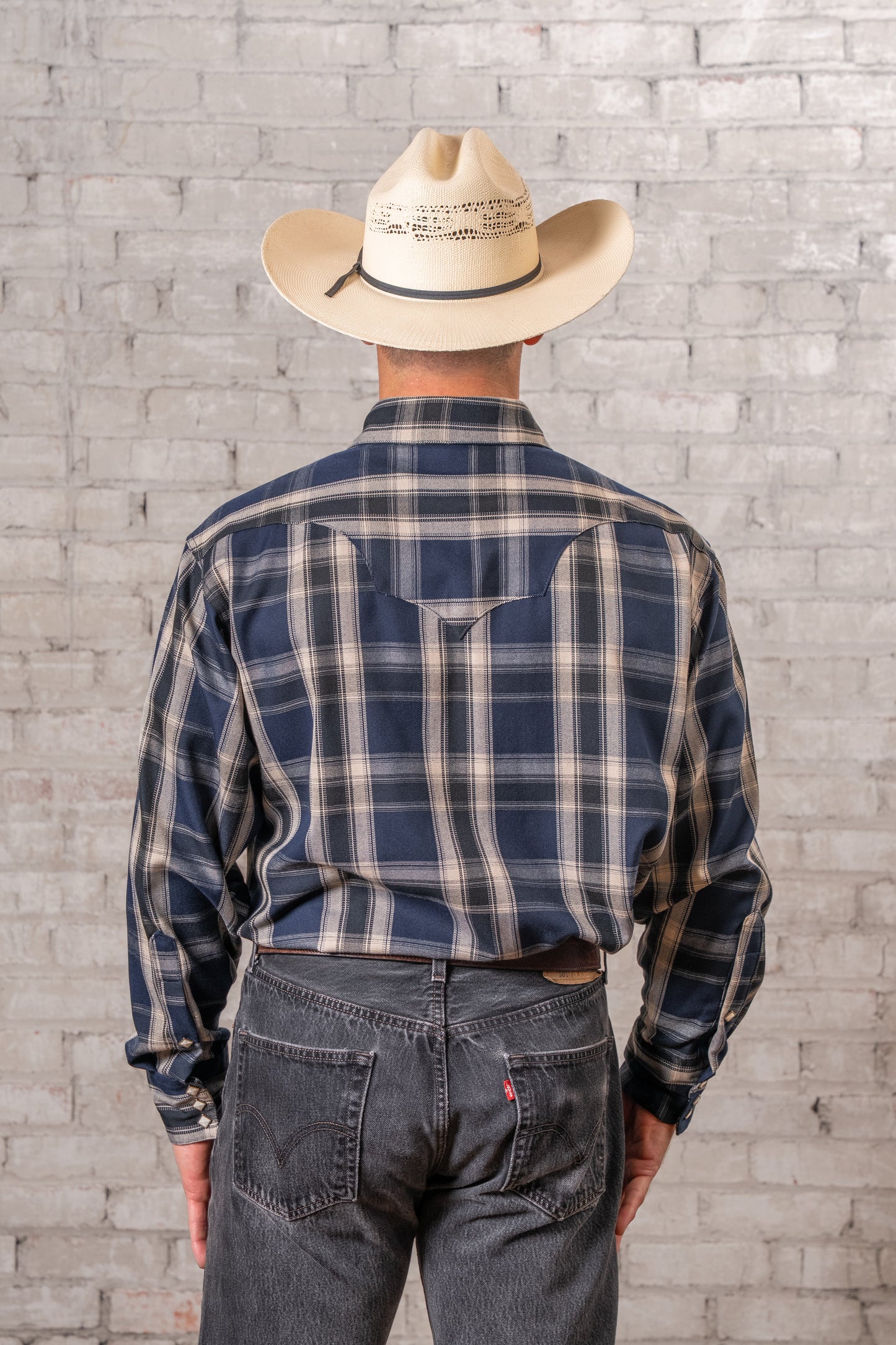 Rockmount Ranch Wear Men's Navy Fine Shadow Plaid Western Shirt - Rockmount Clothing - Flyclothing LLC