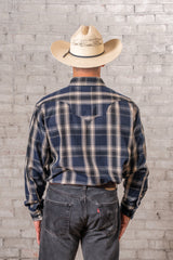Rockmount Ranch Wear Men's Navy Fine Shadow Plaid Western Shirt - Rockmount Clothing - Flyclothing LLC