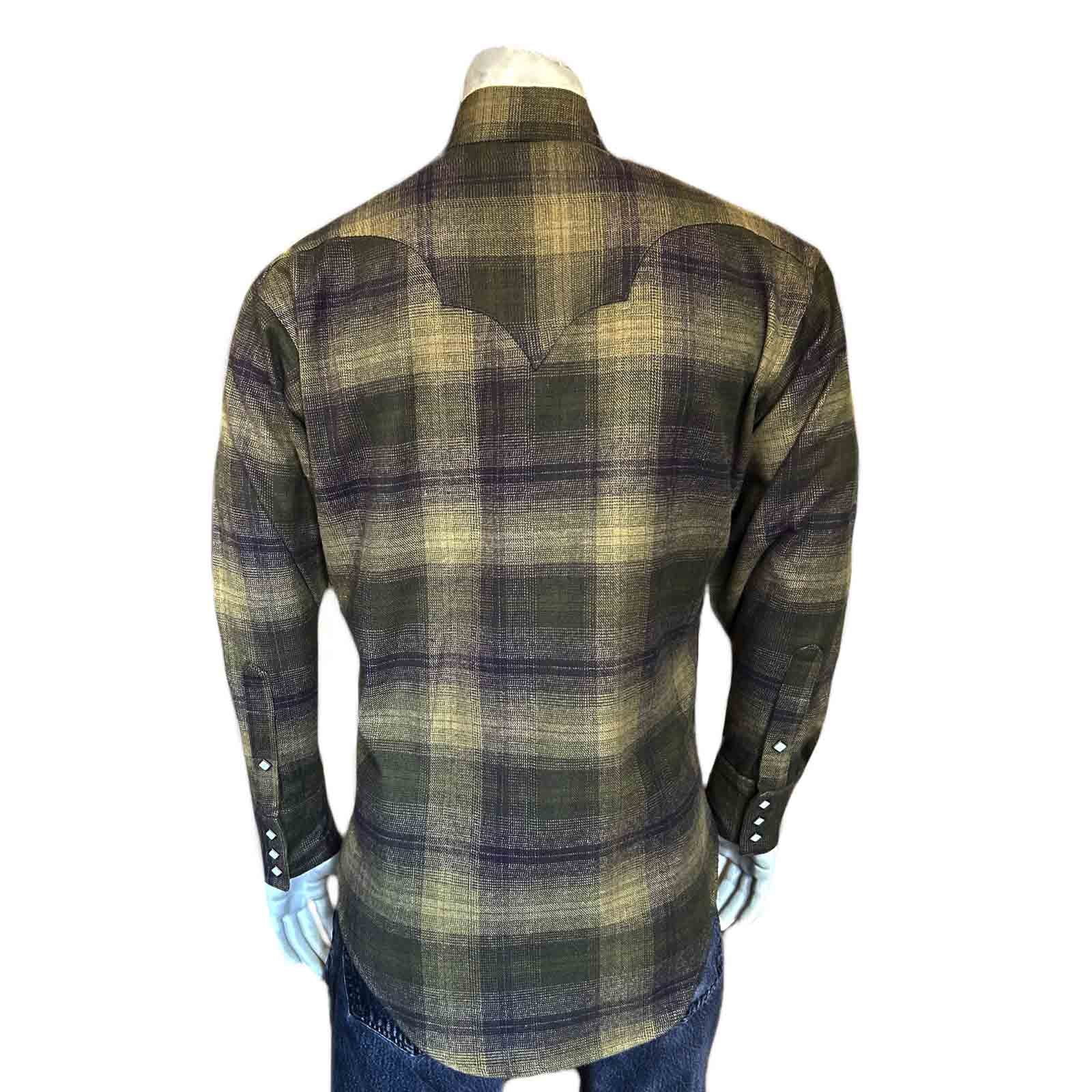 Rockmount Ranch Wear Men's Plush Flannel Olive & Grey Plaid Western Shirt - Rockmount Clothing - Flyclothing LLC