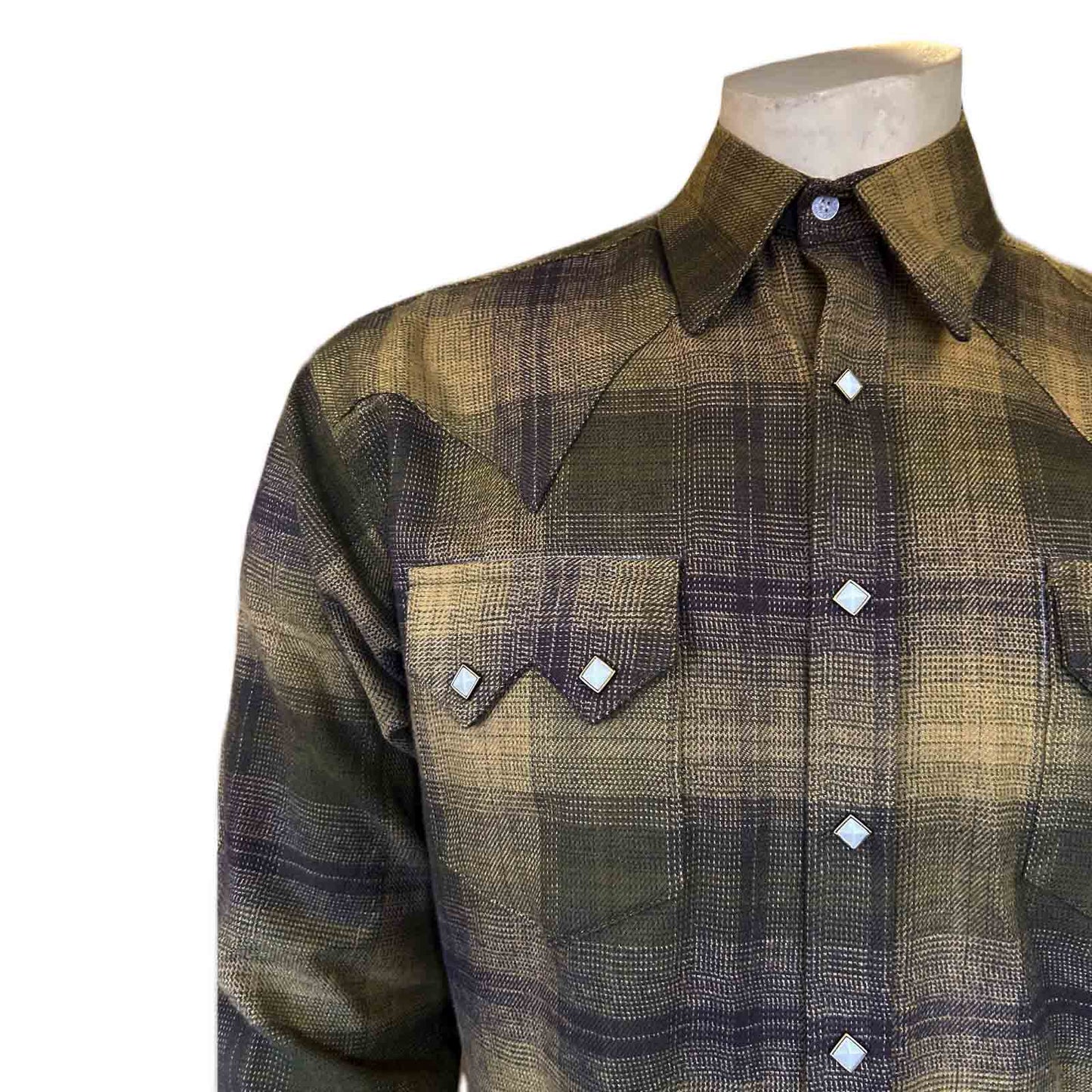 Rockmount Ranch Wear Men's Plush Flannel Olive & Grey Plaid Western Shirt - Rockmount Clothing - Flyclothing LLC