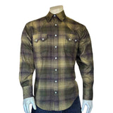 Rockmount Ranch Wear Men's Plush Flannel Olive & Grey Plaid Western Shirt - Rockmount Clothing - Flyclothing LLC