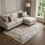 8' X 10' Beige And Ivory Abstract Washable Area Rug With UV Protection - HomeRoots - Flyclothing LLC