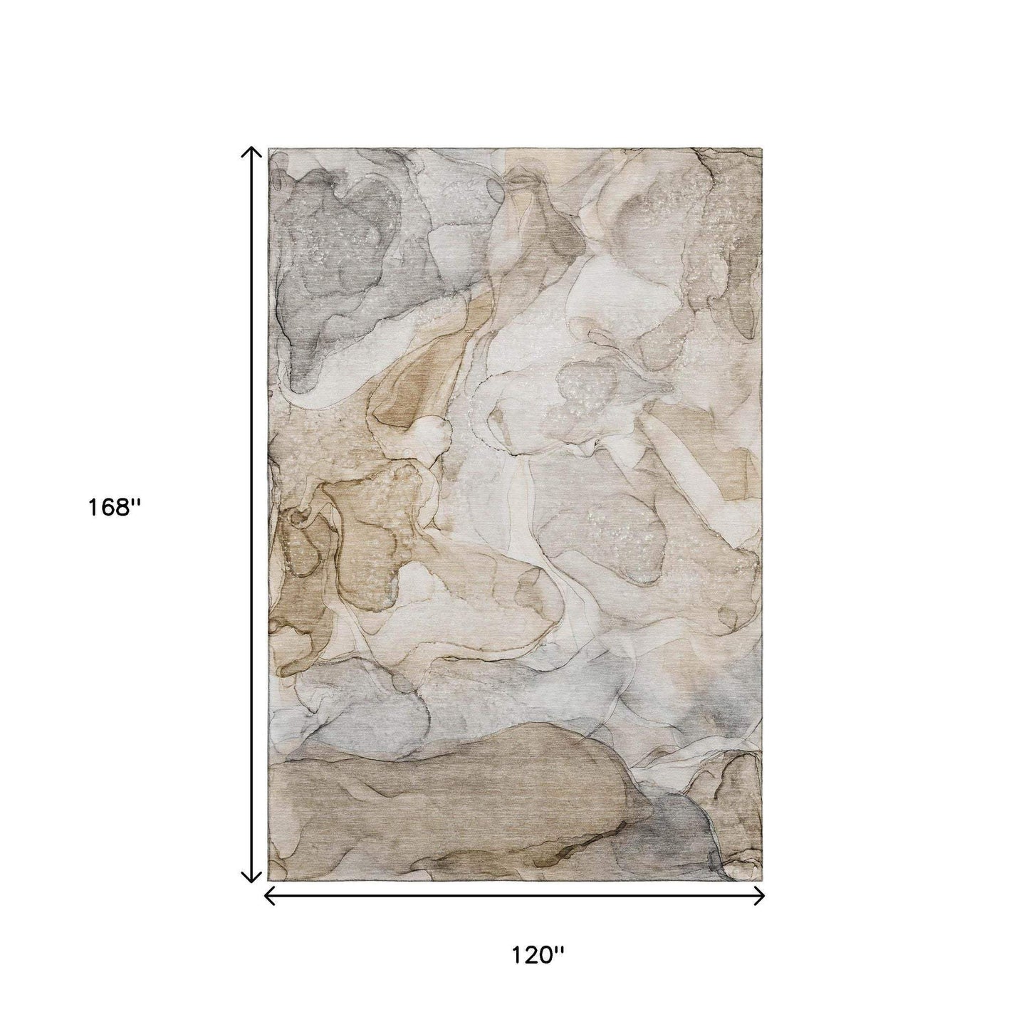10' X 14' Beige And Ivory Abstract Washable Area Rug With UV Protection - HomeRoots - Flyclothing LLC