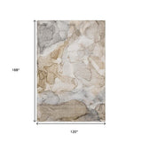 10' X 14' Beige And Ivory Abstract Washable Area Rug With UV Protection - HomeRoots - Flyclothing LLC