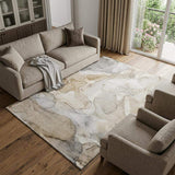 10' X 14' Beige And Ivory Abstract Washable Area Rug With UV Protection - HomeRoots - Flyclothing LLC