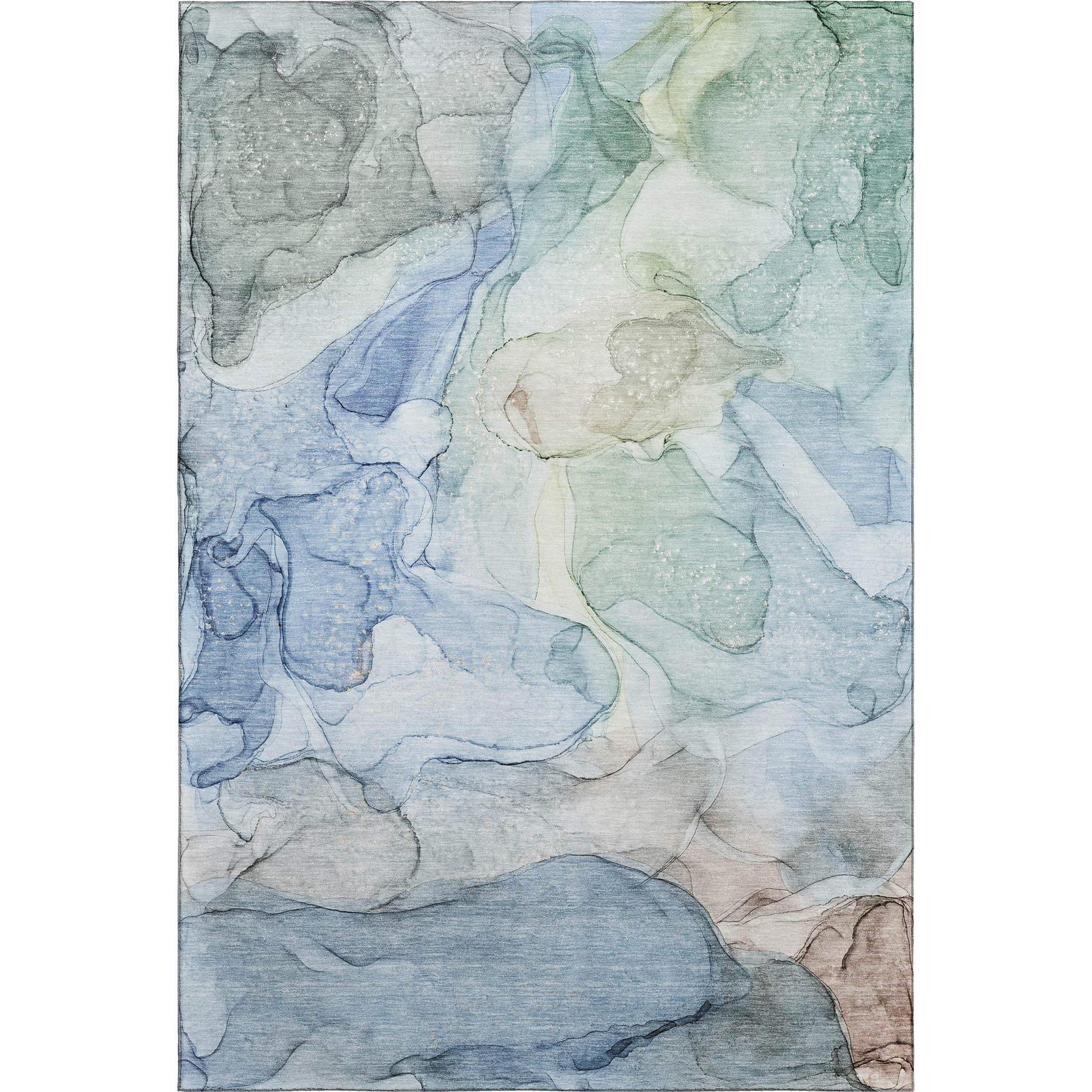 3' X 5' Blue And Ivory Abstract Washable Area Rug With UV Protection - HomeRoots - Flyclothing LLC