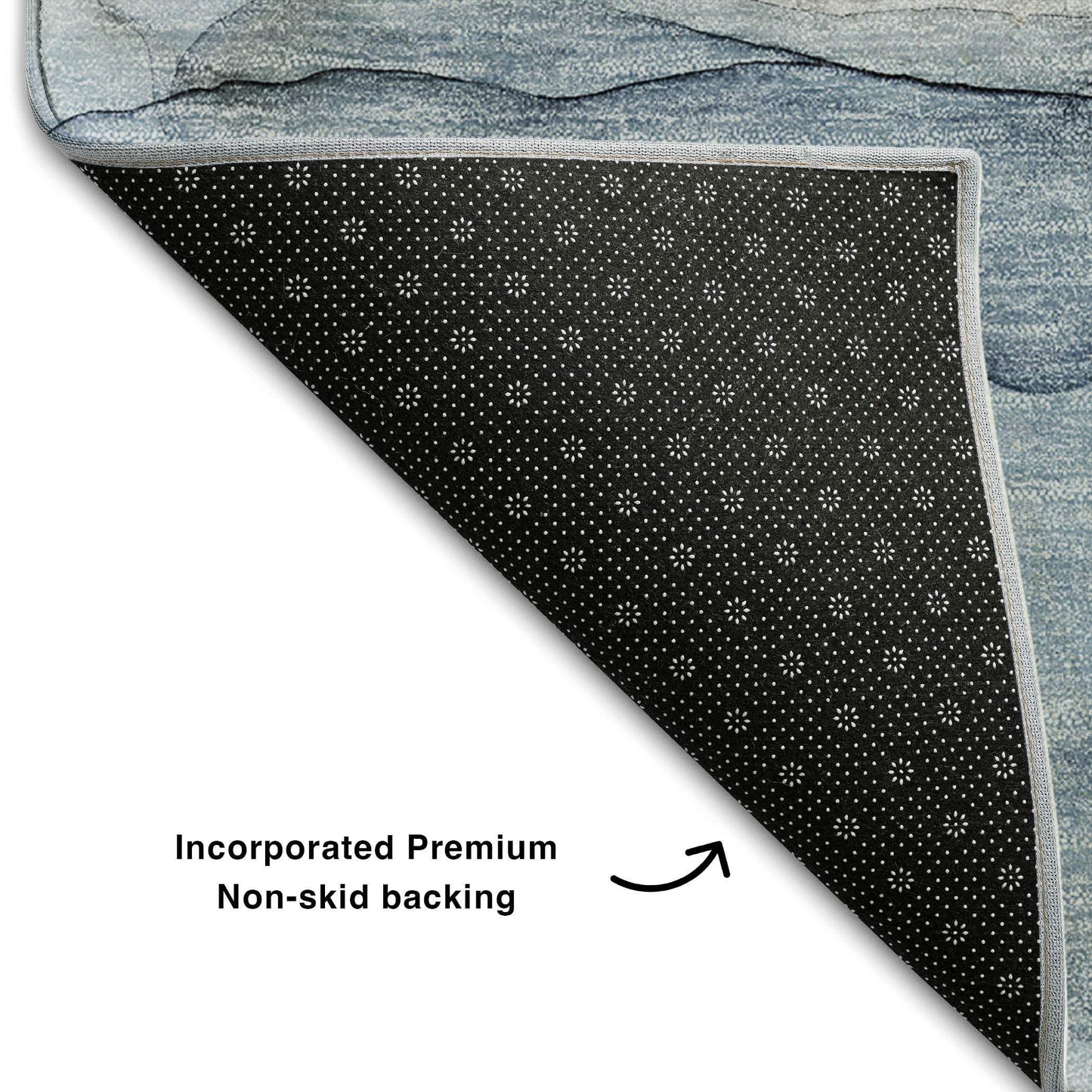 5' X 8' Blue And Ivory Abstract Washable Area Rug With UV Protection - HomeRoots - Flyclothing LLC