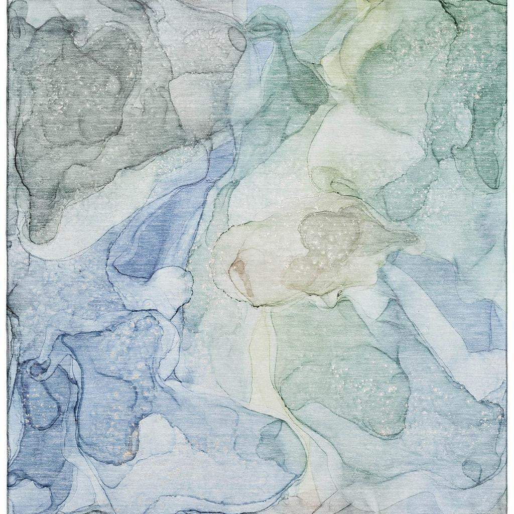 5' X 8' Blue And Ivory Abstract Washable Area Rug With UV Protection - HomeRoots - Flyclothing LLC