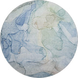 8' Blue And Ivory Abstract Washable Round Rug With UV Protection - HomeRoots - Flyclothing LLC