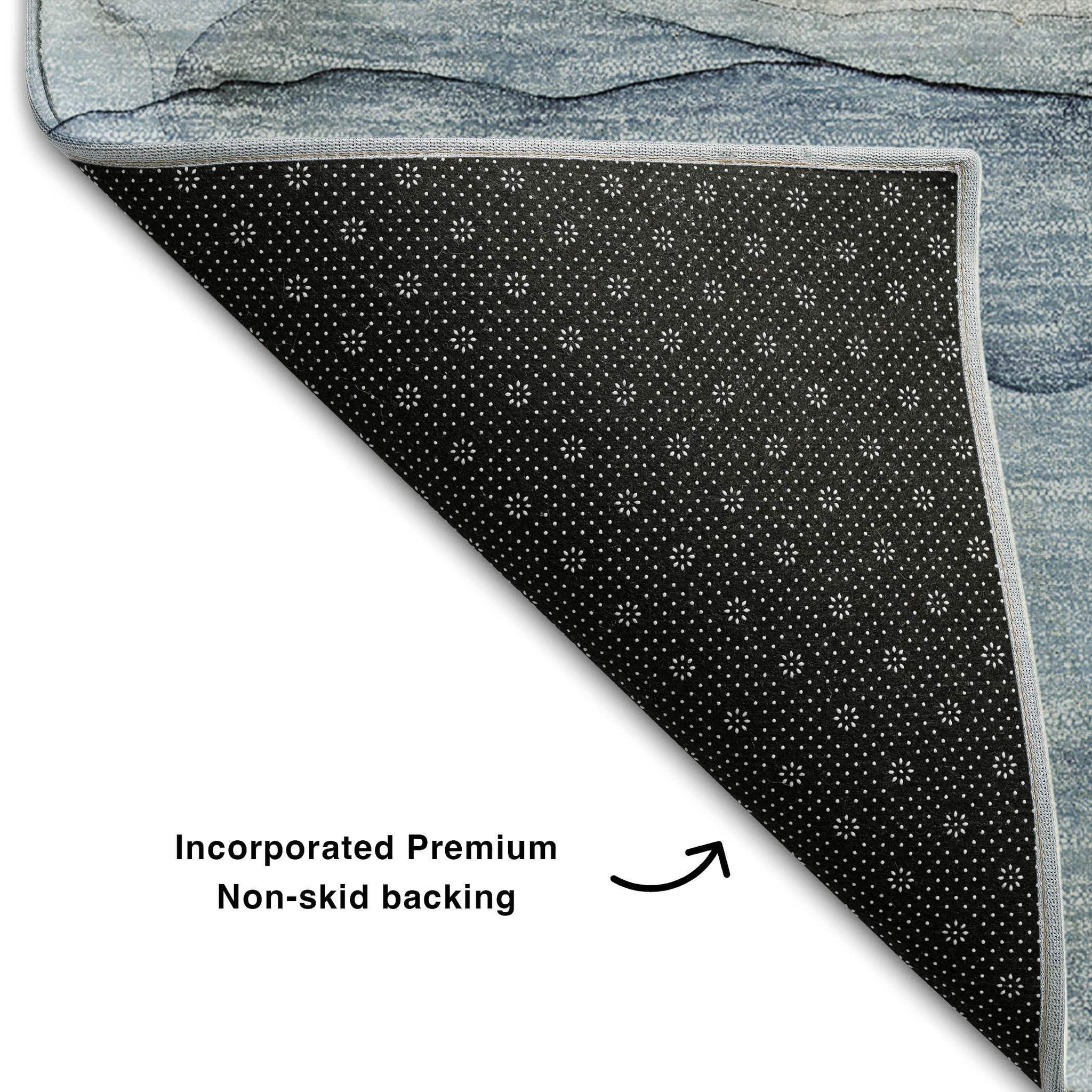 8' X 10' Blue And Ivory Abstract Washable Area Rug With UV Protection - HomeRoots - Flyclothing LLC