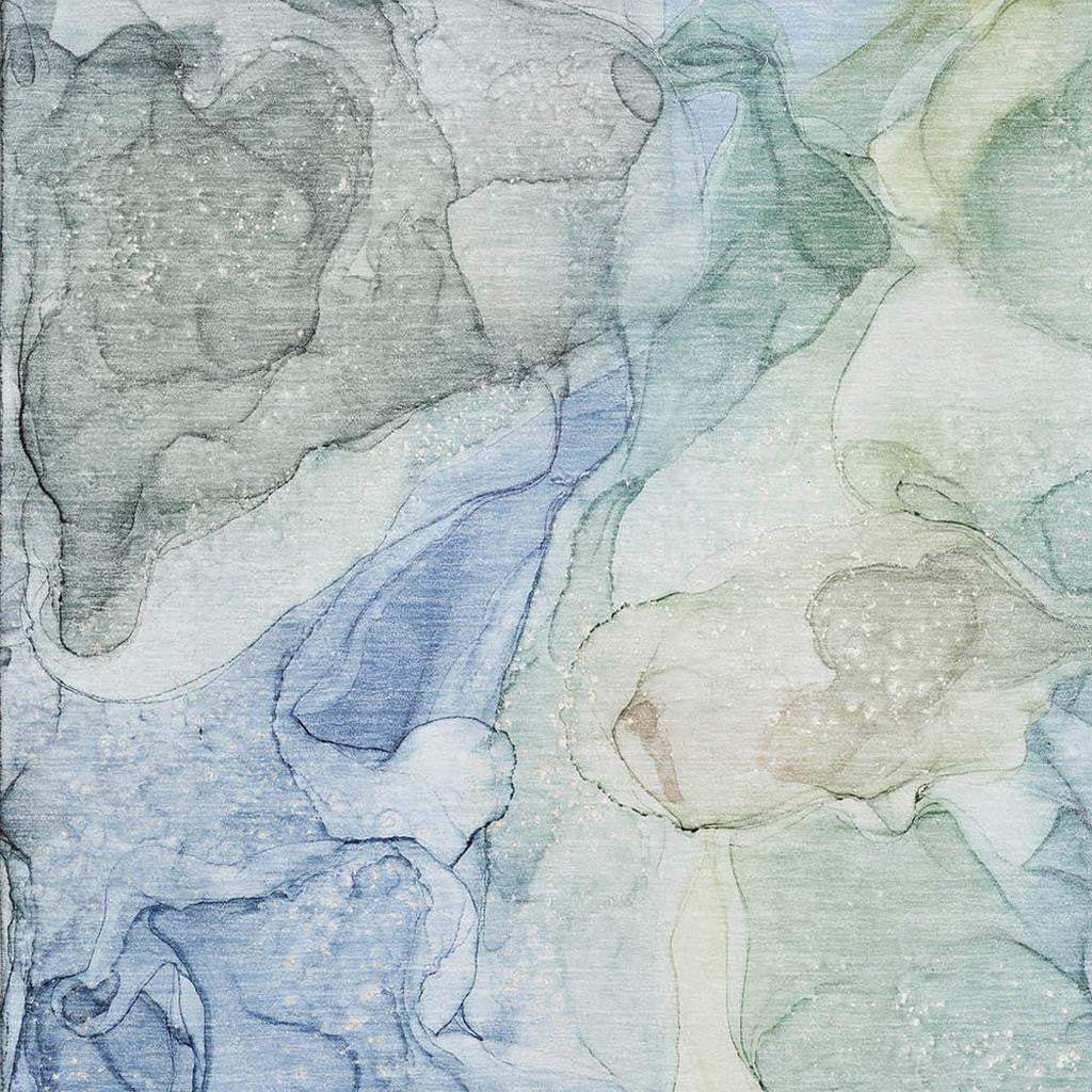 8' X 10' Blue And Ivory Abstract Washable Area Rug With UV Protection - HomeRoots - Flyclothing LLC
