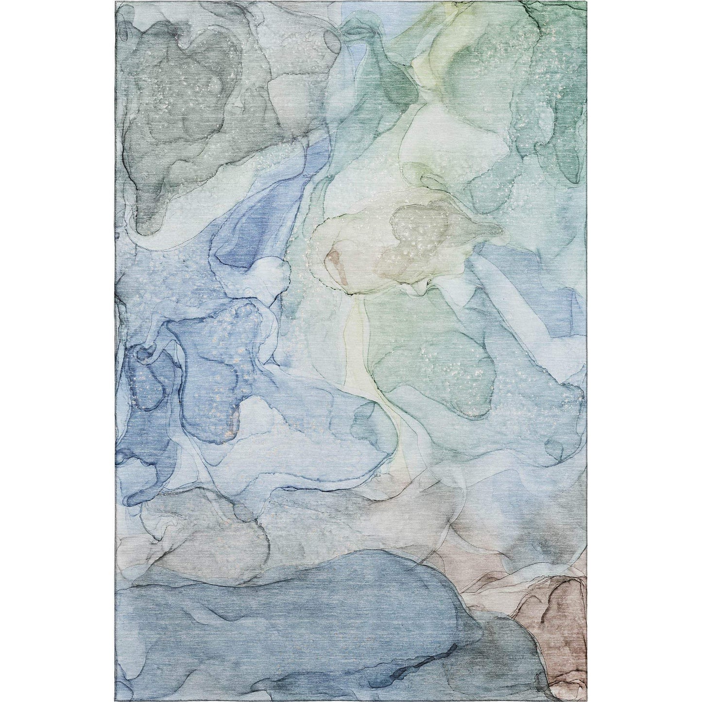9' X 12' Blue And Ivory Abstract Washable Area Rug With UV Protection - HomeRoots - Flyclothing LLC